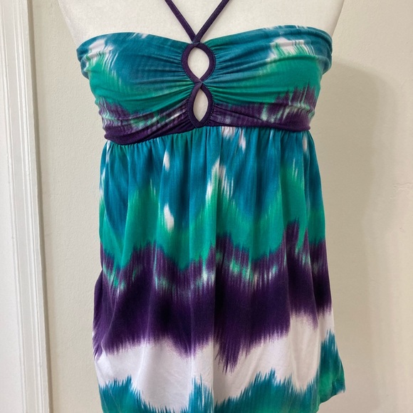 TART brand strapless with halter strap flowy tie-dye top - Picture 2 of 5